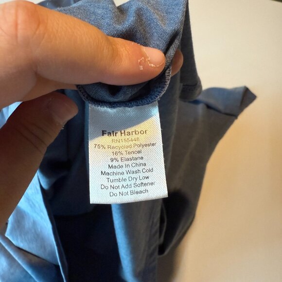 Fair Harbor Men L Henley Shirt Performance Long Sleeve Lightweight Blue UPF 50 - Picture 5 of 8